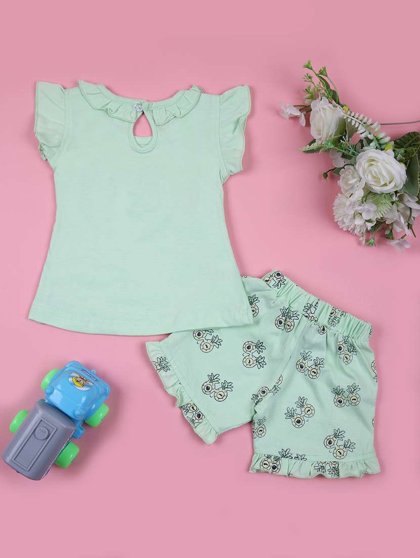 girls printed shorts & top twin set - 21749984 -  Standard Image - 1
