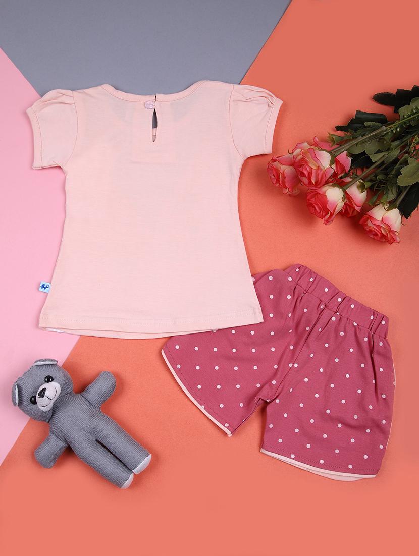 girls printed shorts & top co-ord set - 21749985 - Standard Image - 1