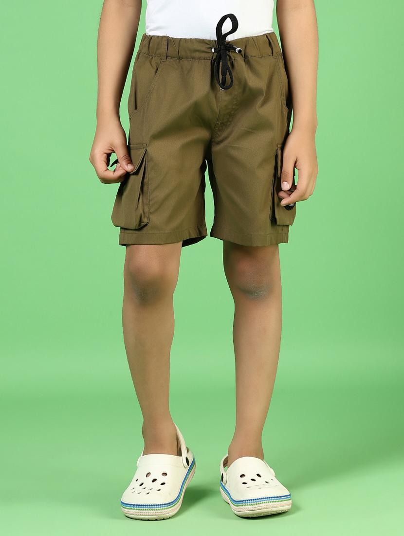 boys solid mid rise cargo shorts - 21750010 - Standard Image - 1
