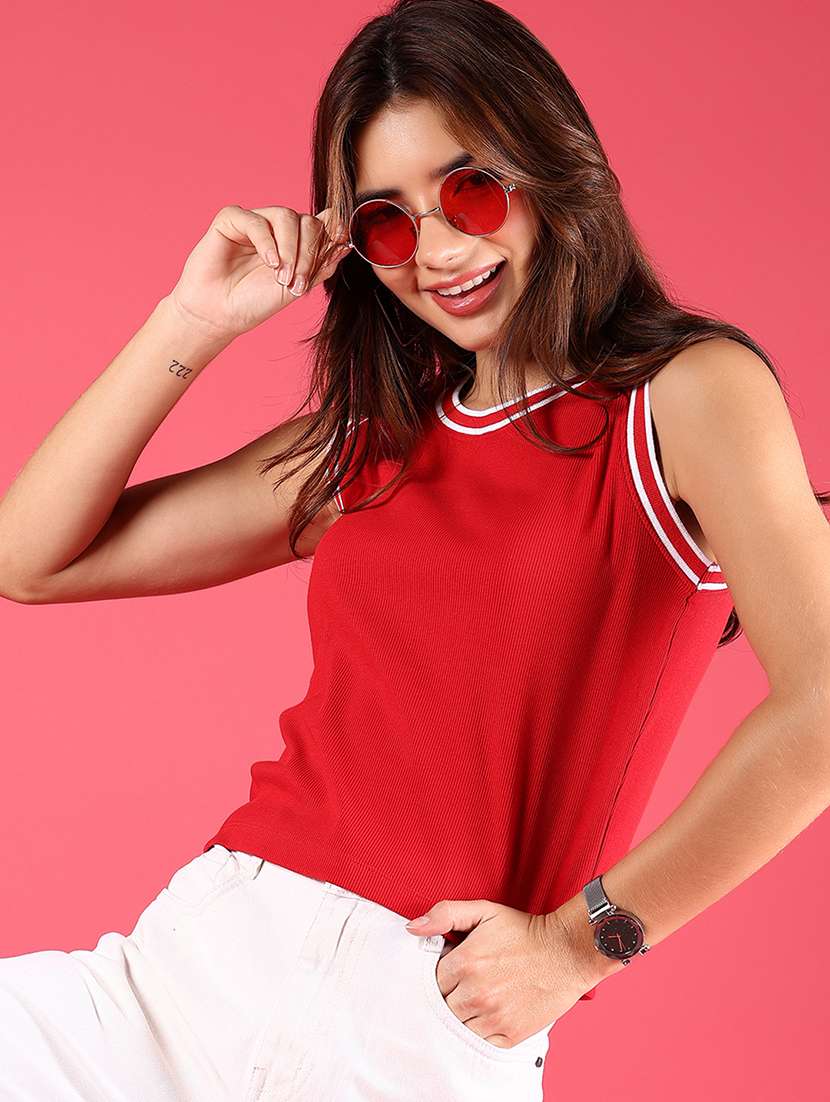 women solid sleeveless regular top - 21750051 -  Standard Image - 1
