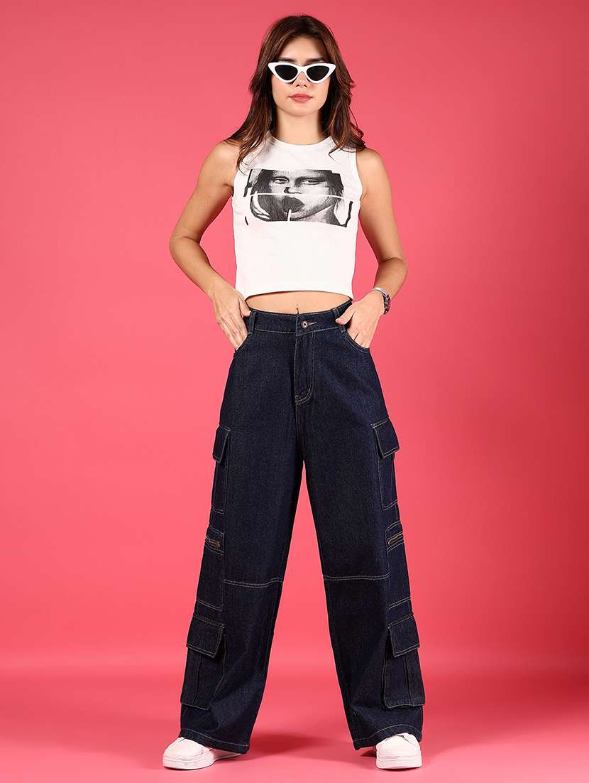 women printed sleeveless crop top - 21750076 -  Standard Image - 6