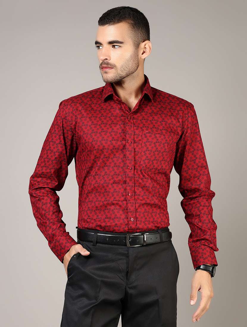 men printed long sleeve regular fit formal shirt - 21750078 -  Standard Image - 1