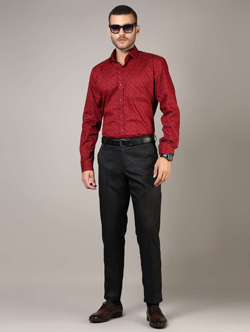 men printed long sleeve regular fit formal shirt - 21750078 - Standard Image - 4