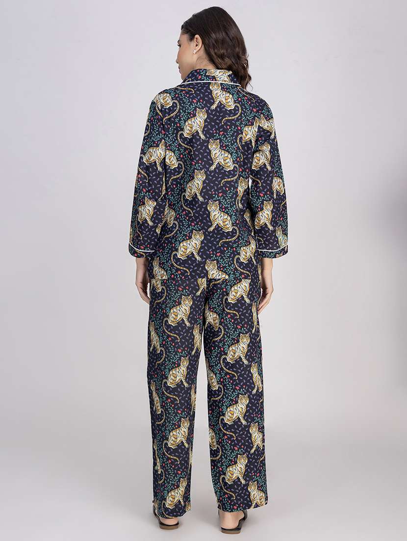 women printed nightwear pyjama set - 21750129 -  Standard Image - 4