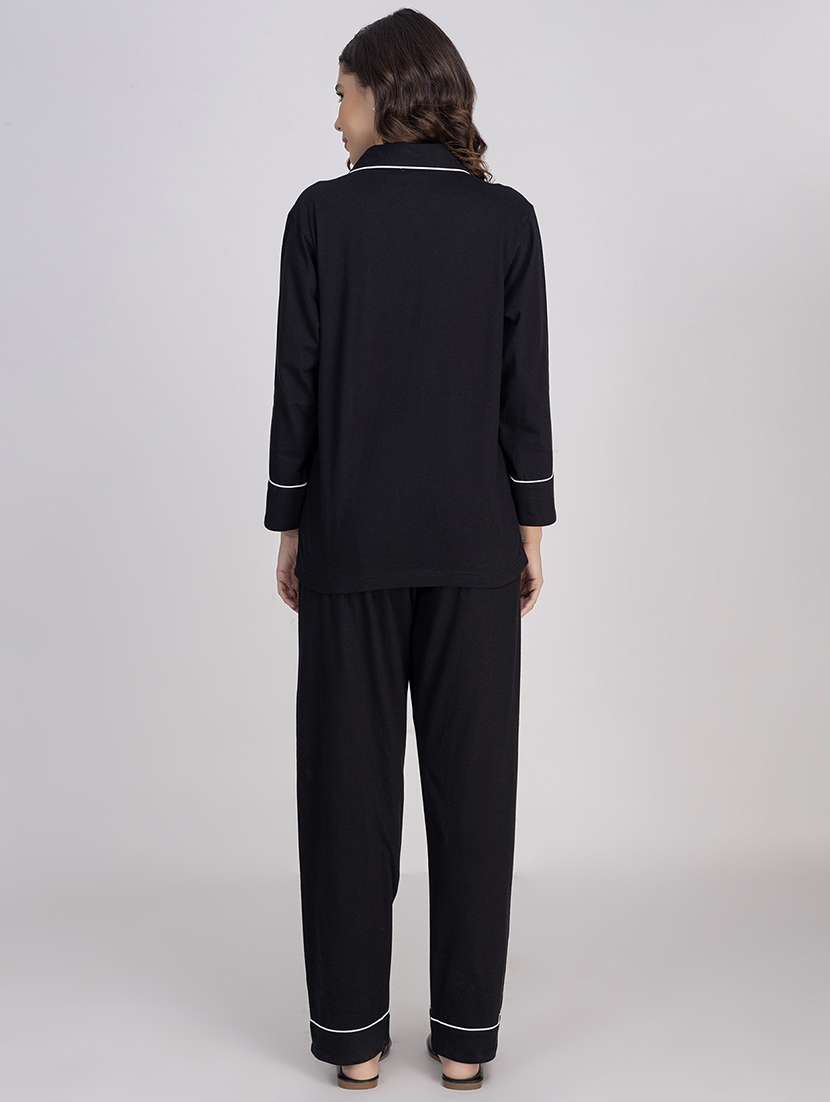 women solid nightwear pyjama set  - 21750131 -  Standard Image - 4