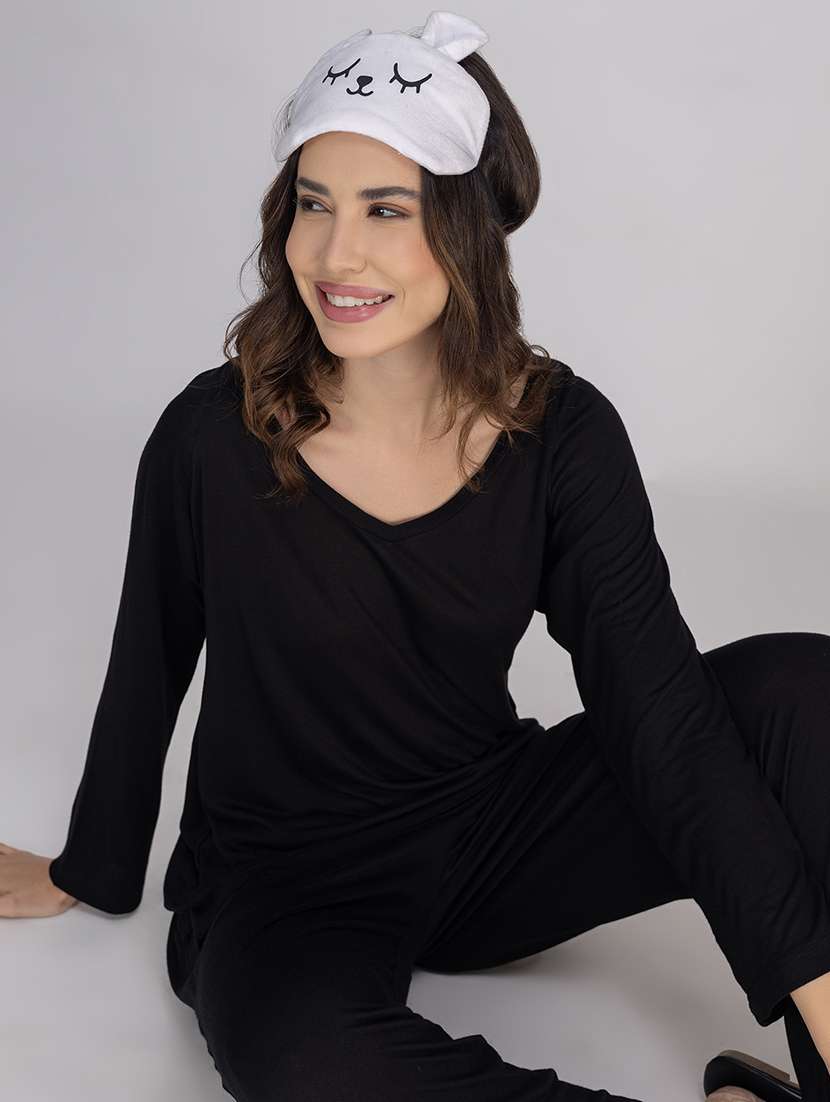 women solid nightwear pyjama set - 21750136 -  Standard Image - 4