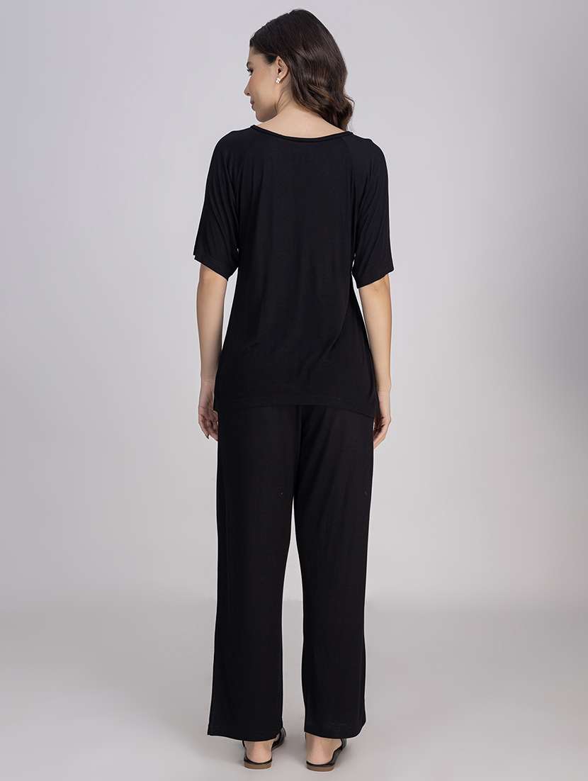 women solid nightwear pyjama set - 21750138 -  Standard Image - 4