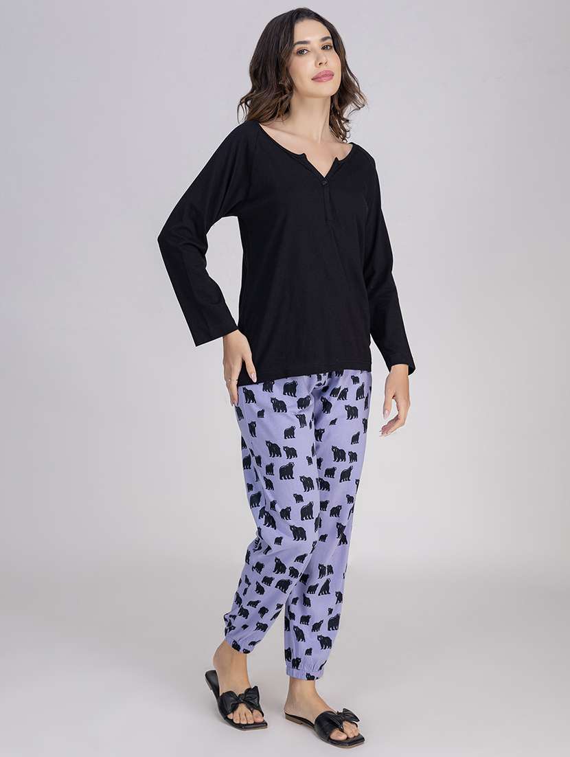women printed nightwear pyjama set - 21750140 -  Standard Image - 1