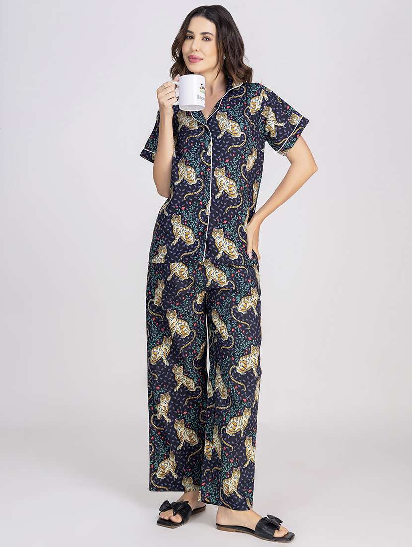 women printed nightwear pyjama set - 21750141 -  Standard Image - 1