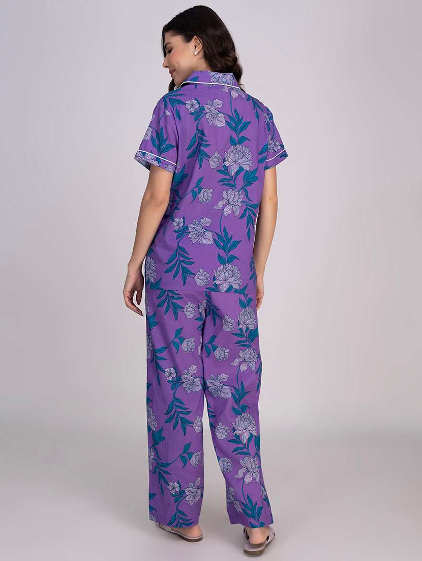 women printed nightwear pyjama set  - 21750142 -  Standard Image - 4