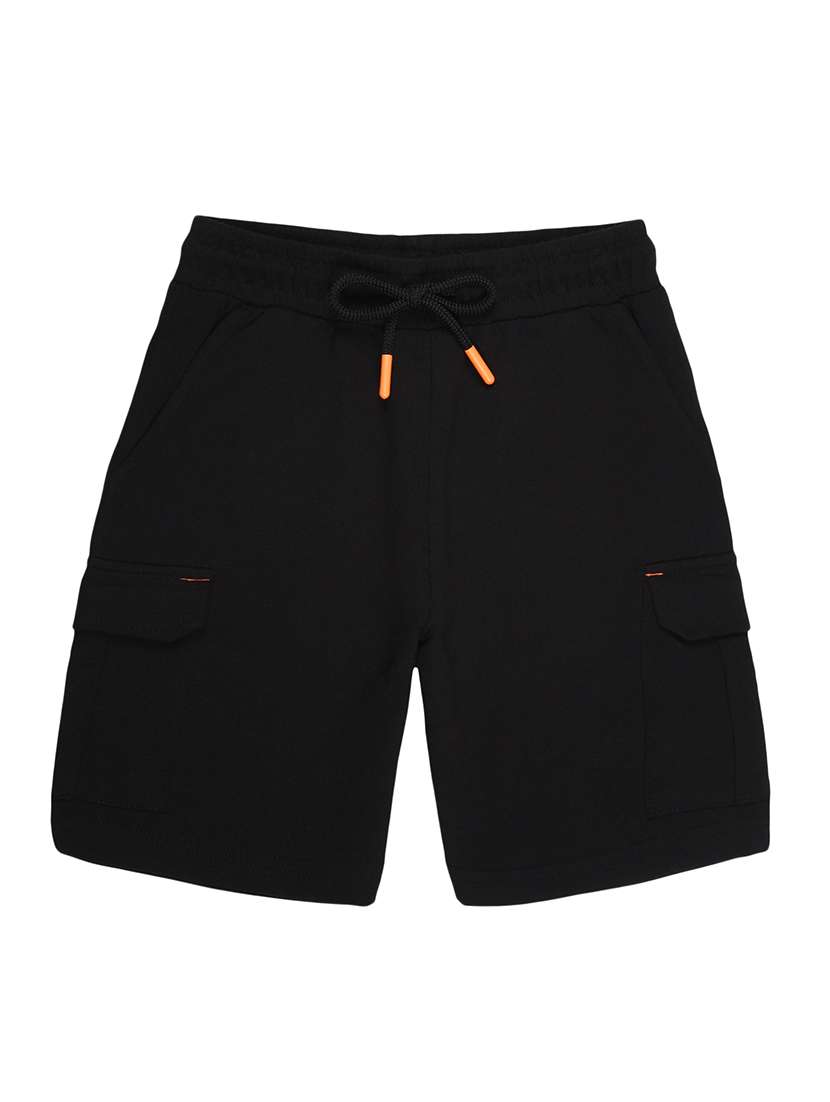 kids solid mid rise cargo short