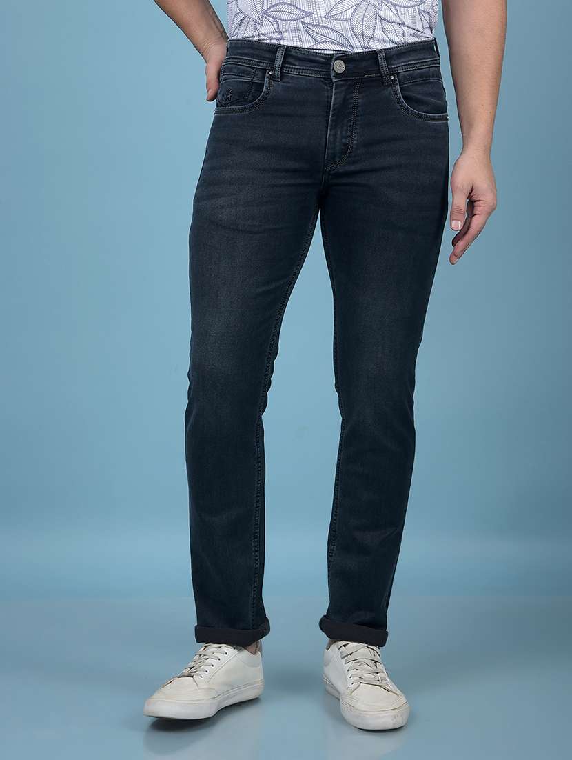 men solid mid rise slim fit jean