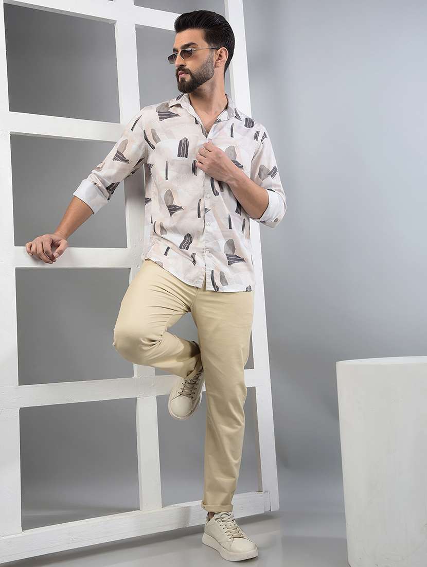 men printed long sleeve slim fit casual shirt - 21750582 -  Standard Image - 4