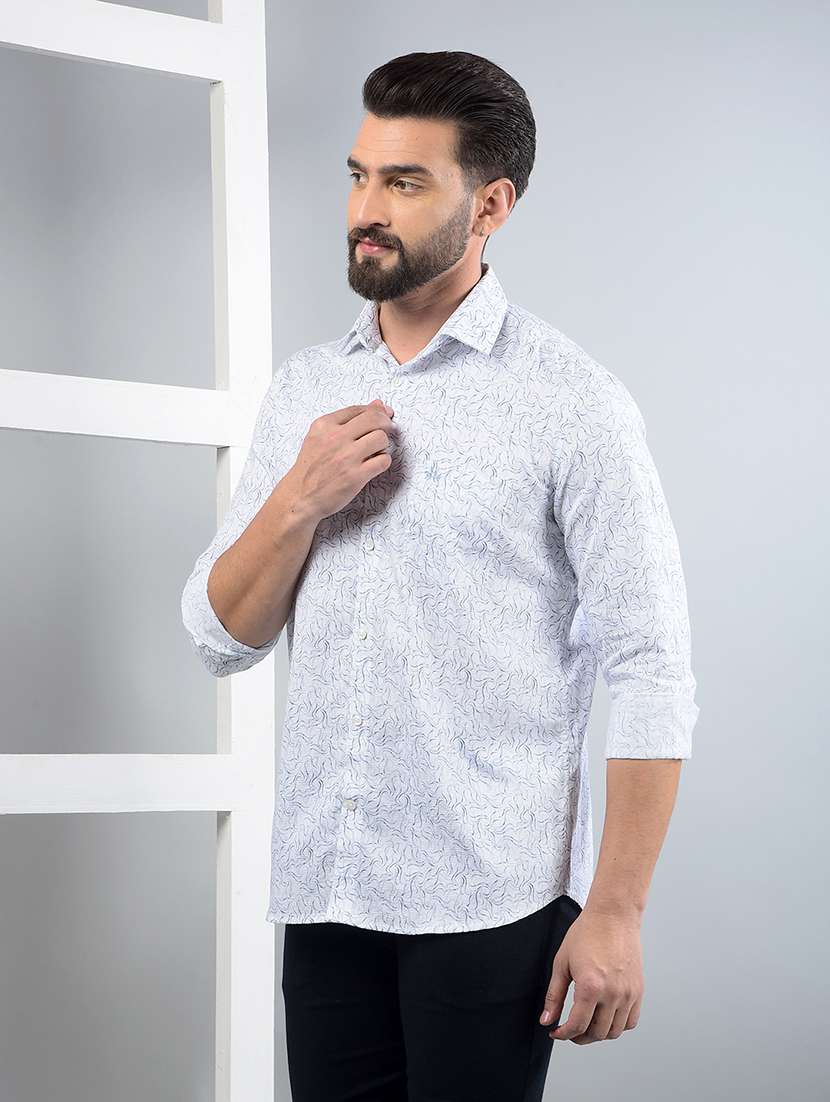 men printed long sleeve slim fit casual shirt - 21750592 -  Standard Image - 1