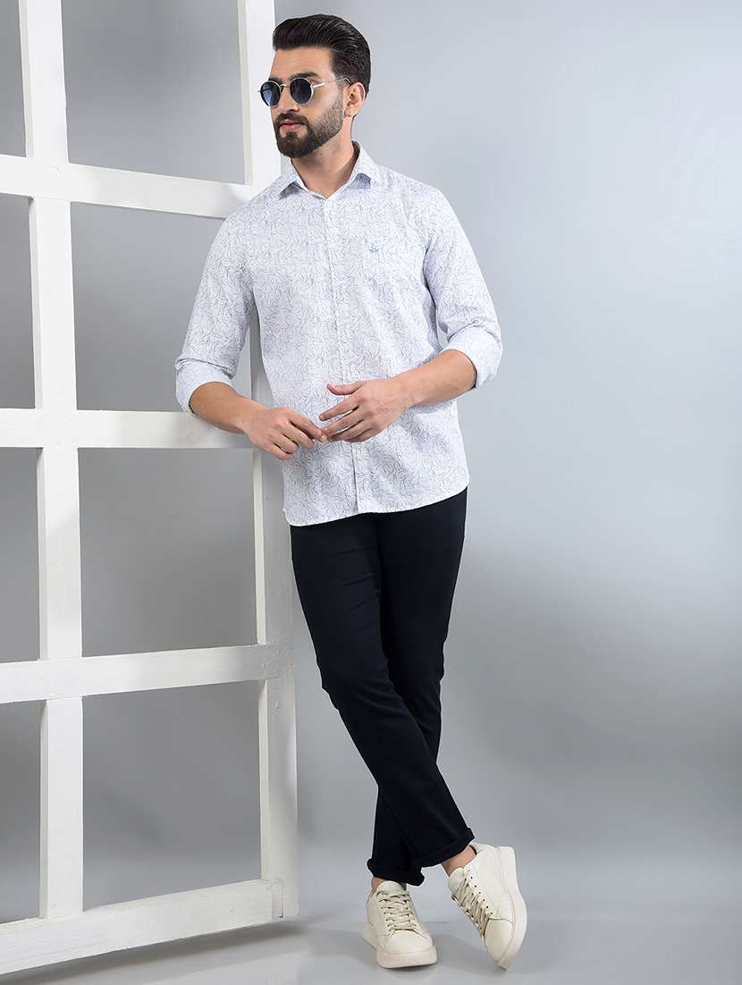 men printed long sleeve slim fit casual shirt - 21750592 -  Standard Image - 4