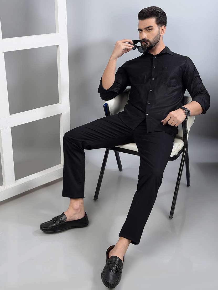 men striped long sleeve slim fit casual shirt - 21750604 -  Standard Image - 4