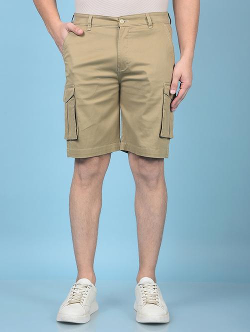 men solid mid rise slim fit cargo shorts - 21750656 -  Standard Image - 0