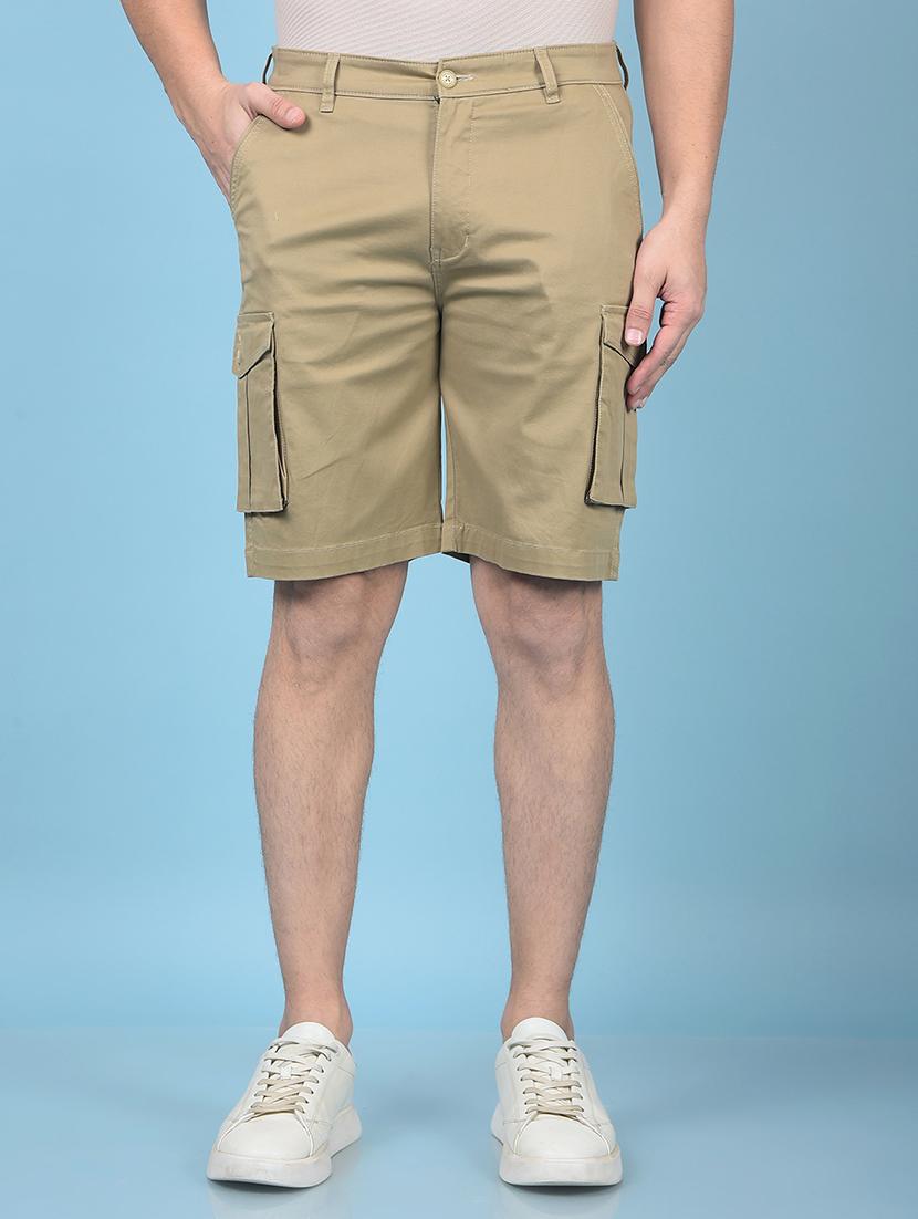 men solid mid rise slim fit cargo shorts - 21750656 -  Zoom Image - 0