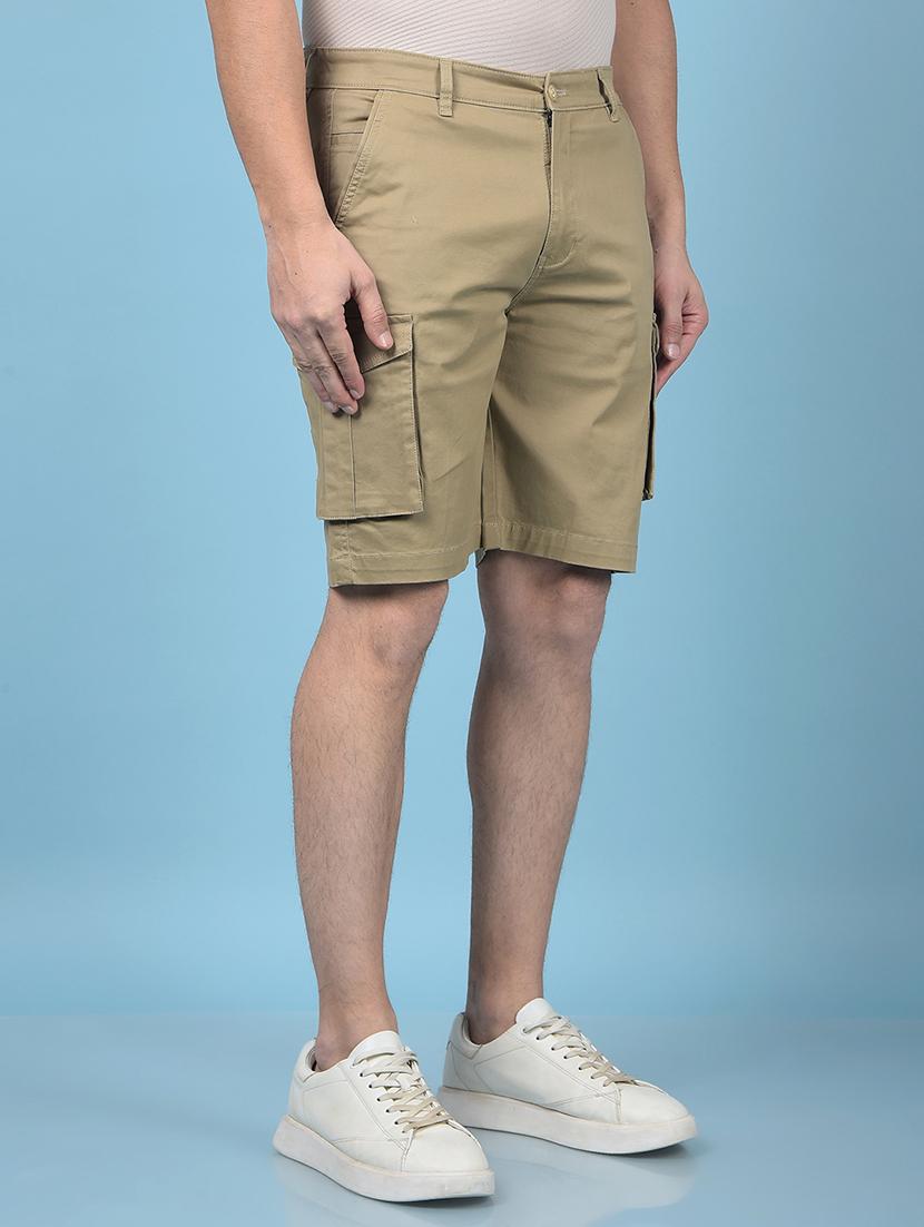 men solid mid rise slim fit cargo shorts - 21750656 -  Standard Image - 1