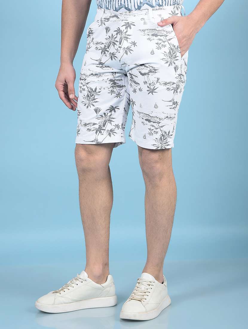 men tropical printed mid rise slim fit shorts - 21750657 -  Standard Image - 1