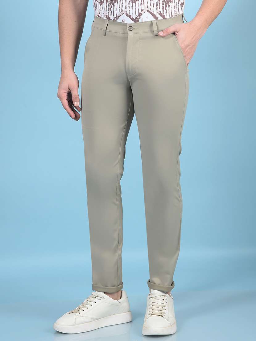 men solid mid rise chinos casual trouser - 21750659 -  Standard Image - 1