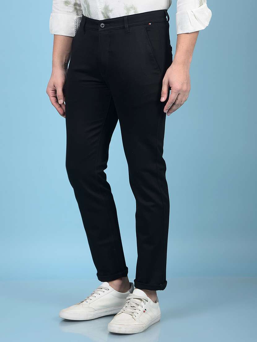 men solid mid rise chinos trouser  - 21750662 -  Standard Image - 1