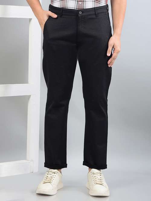 men solid mid rise chinos trouser - 21750672 - Standard Image - 0