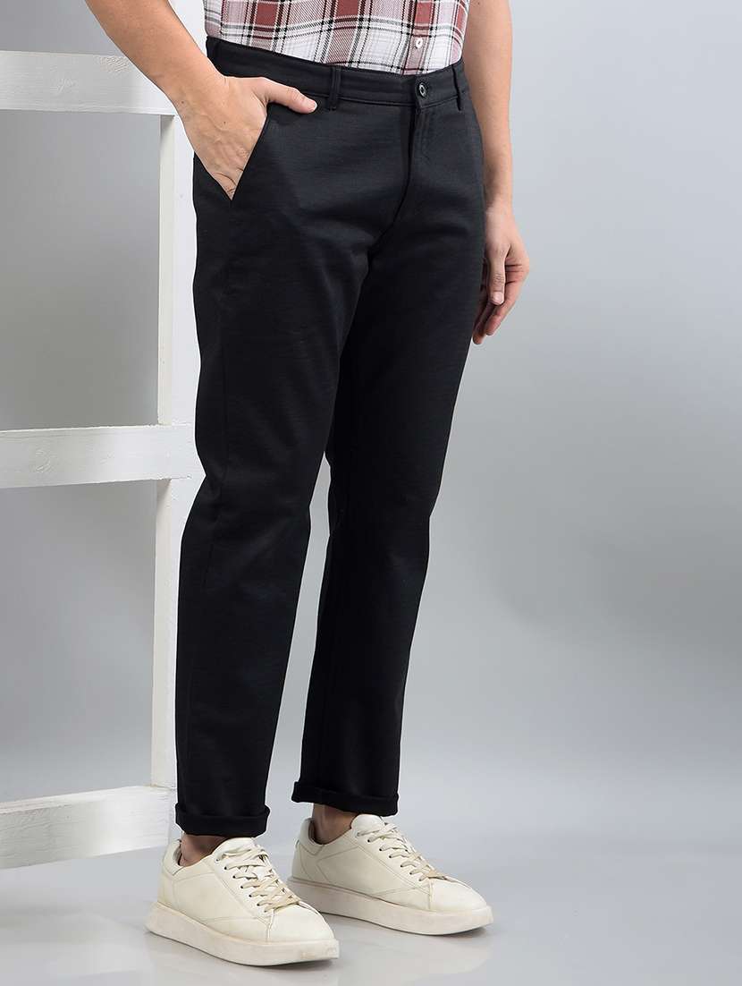 men solid mid rise chinos trouser - 21750672 - Standard Image - 1