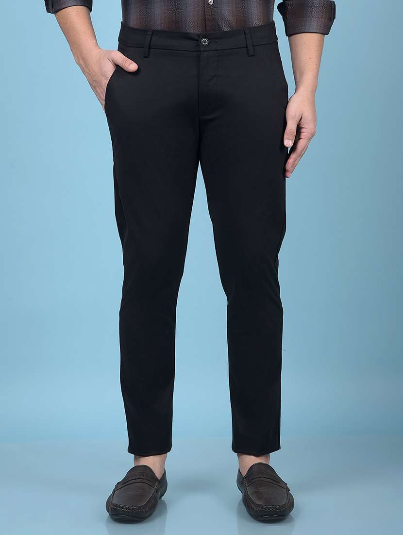 men solid mid rise chinos casual trouser