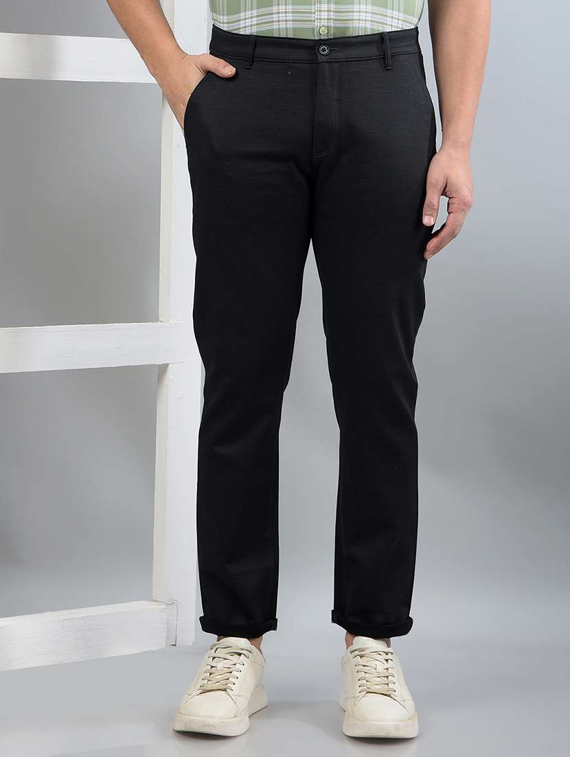 men solid mid rise chinos trouser 
