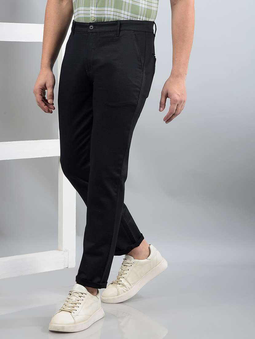 men solid mid rise chinos trouser  - 21750680 -  Standard Image - 1