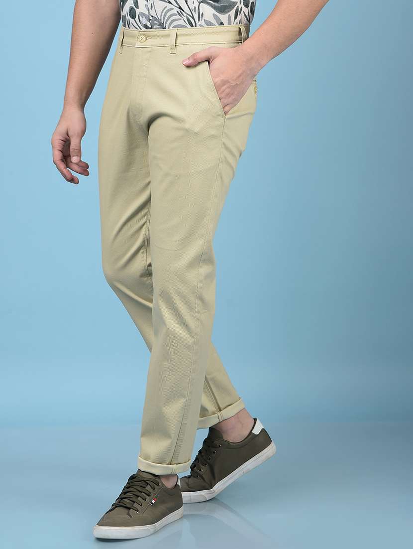 men solid mid rise chinos trouser  - 21750685 -  Standard Image - 1