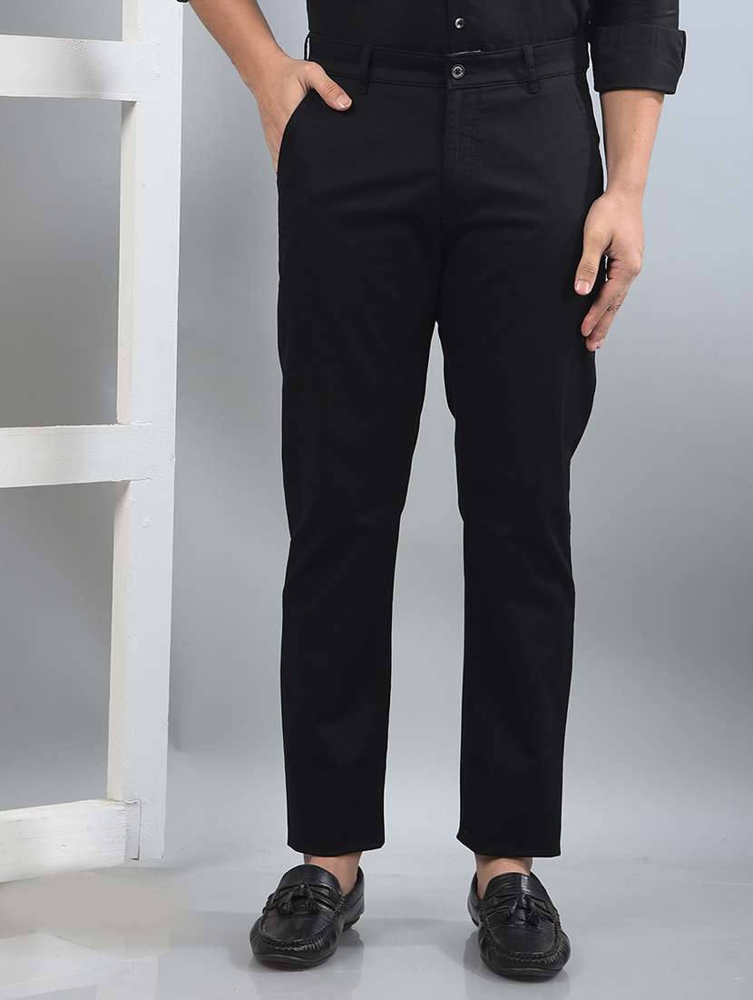 men solid mid rise chinos trouser 