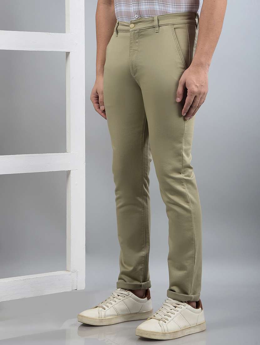 men solid mid rise chinos   - 21750698 -  Standard Image - 1