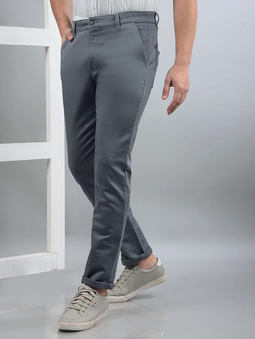 men solid mid rise chinos - 21750699 - Standard Image - 1