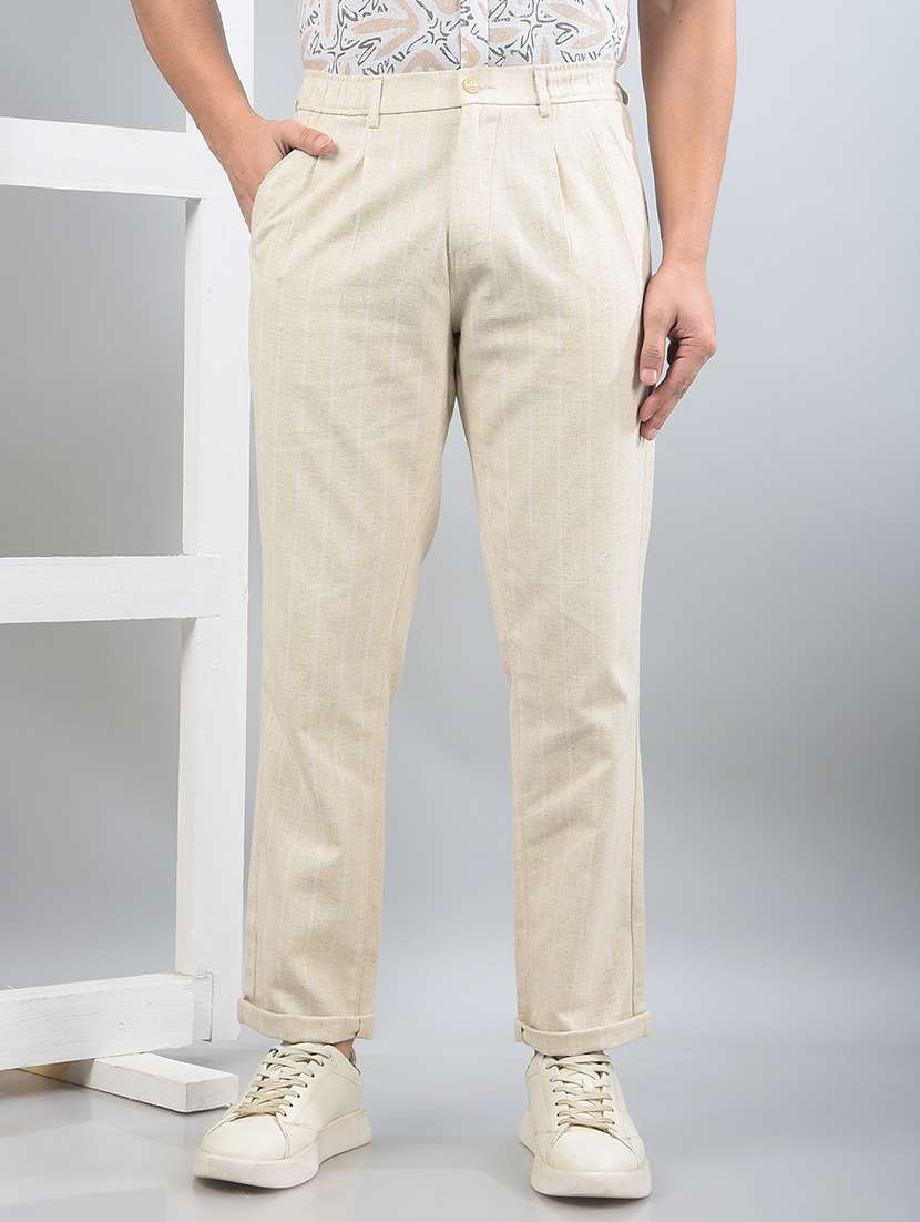 men striped mid rise chinos  