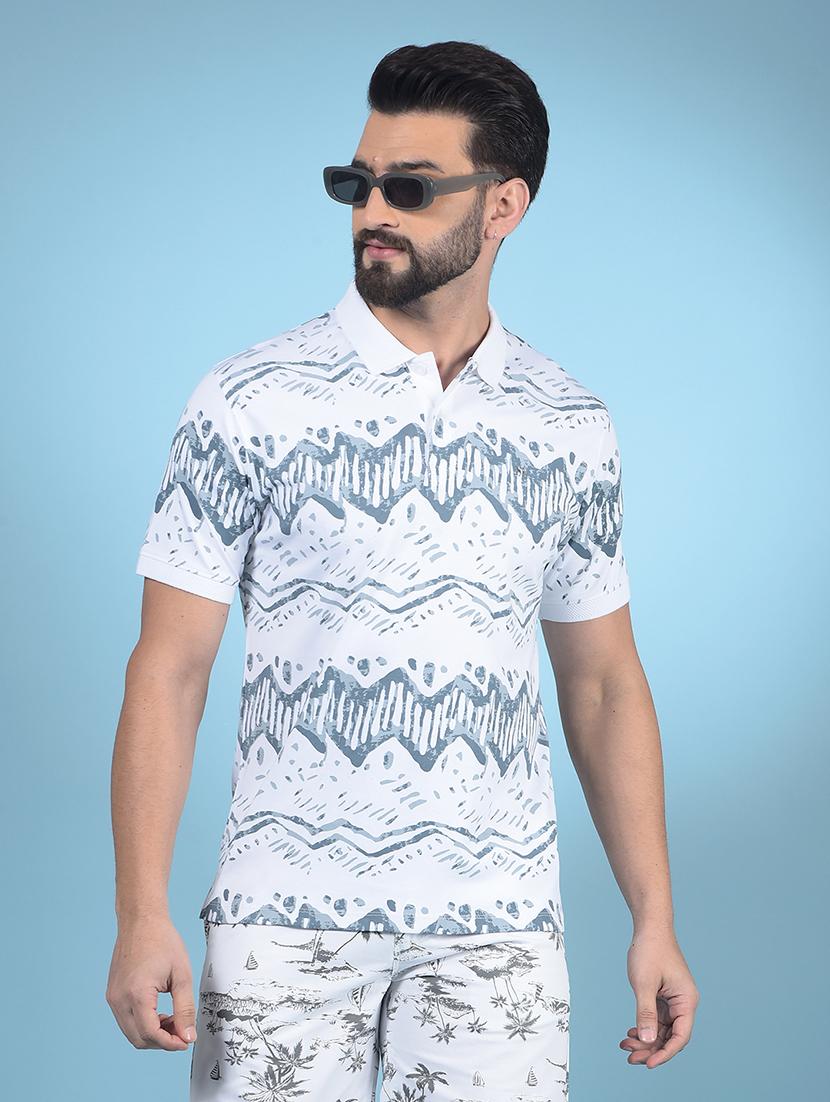 men all over print half sleeve polo t-shirt