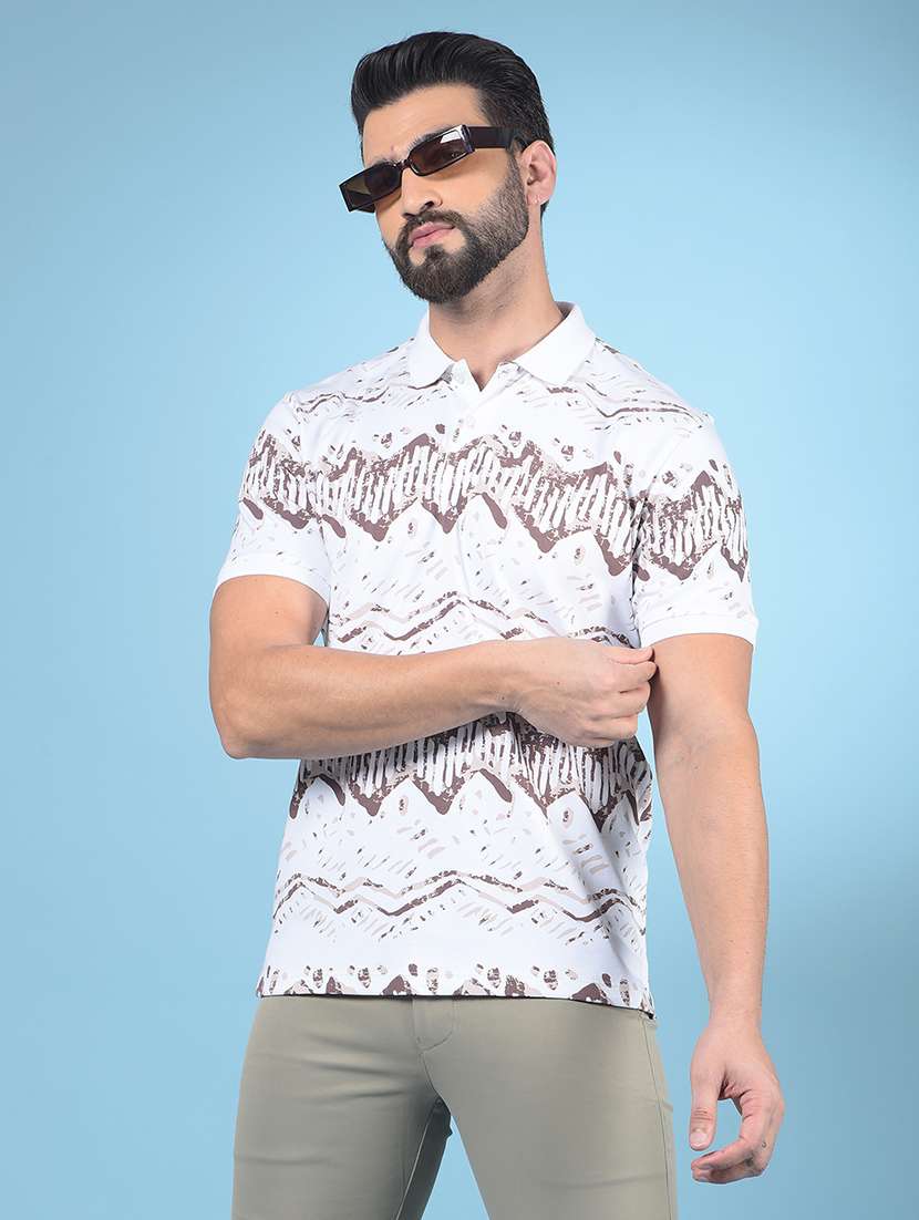 men all over print half sleeve polo t-shirt - 21750705 - Zoom Image - 0