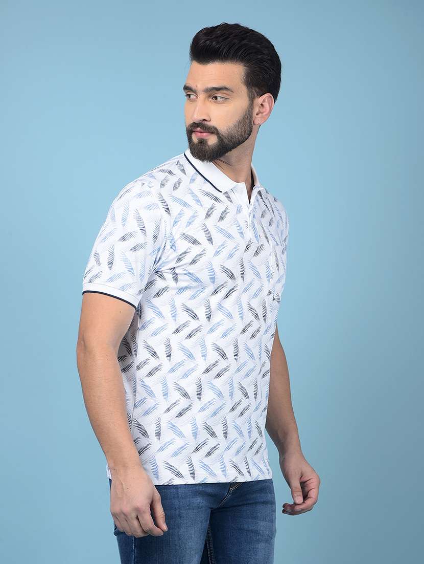 men all over print half sleeve polo t-shirt - 21750706 -  Standard Image - 1