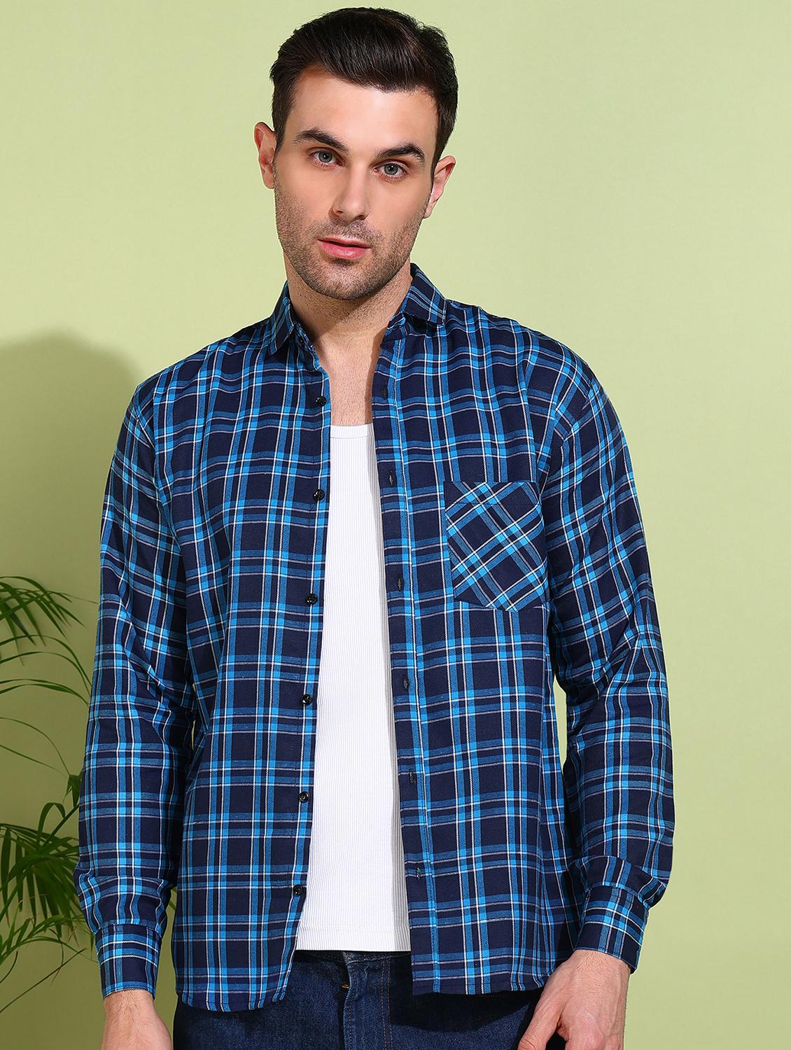 men checkered long sleeve regular fit casual shirt - 21750752 - Standard Image - 1
