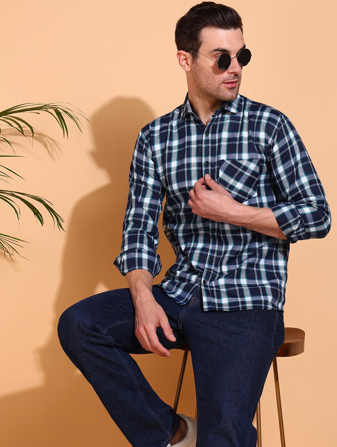 men checkered long sleeve regular fit casual shirt - 21750769 - Standard Image - 4