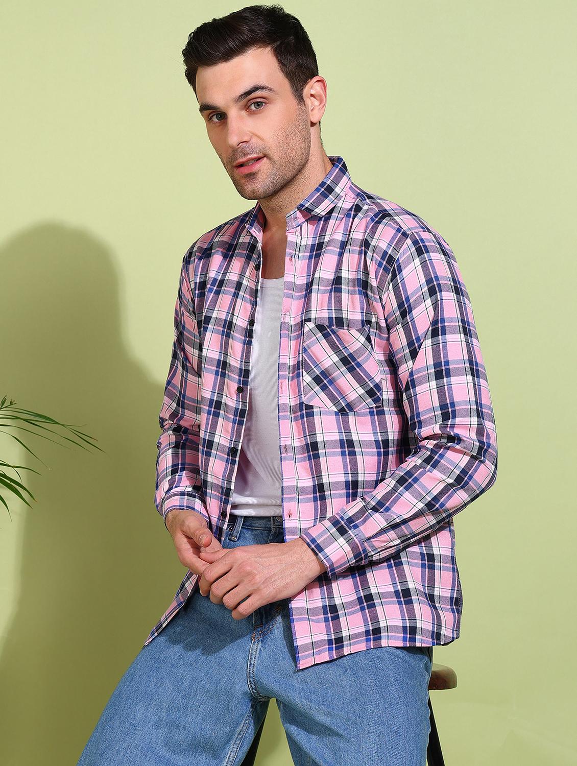 men checkered long sleeve regular fit casual shirt - 21750780 - Standard Image - 1