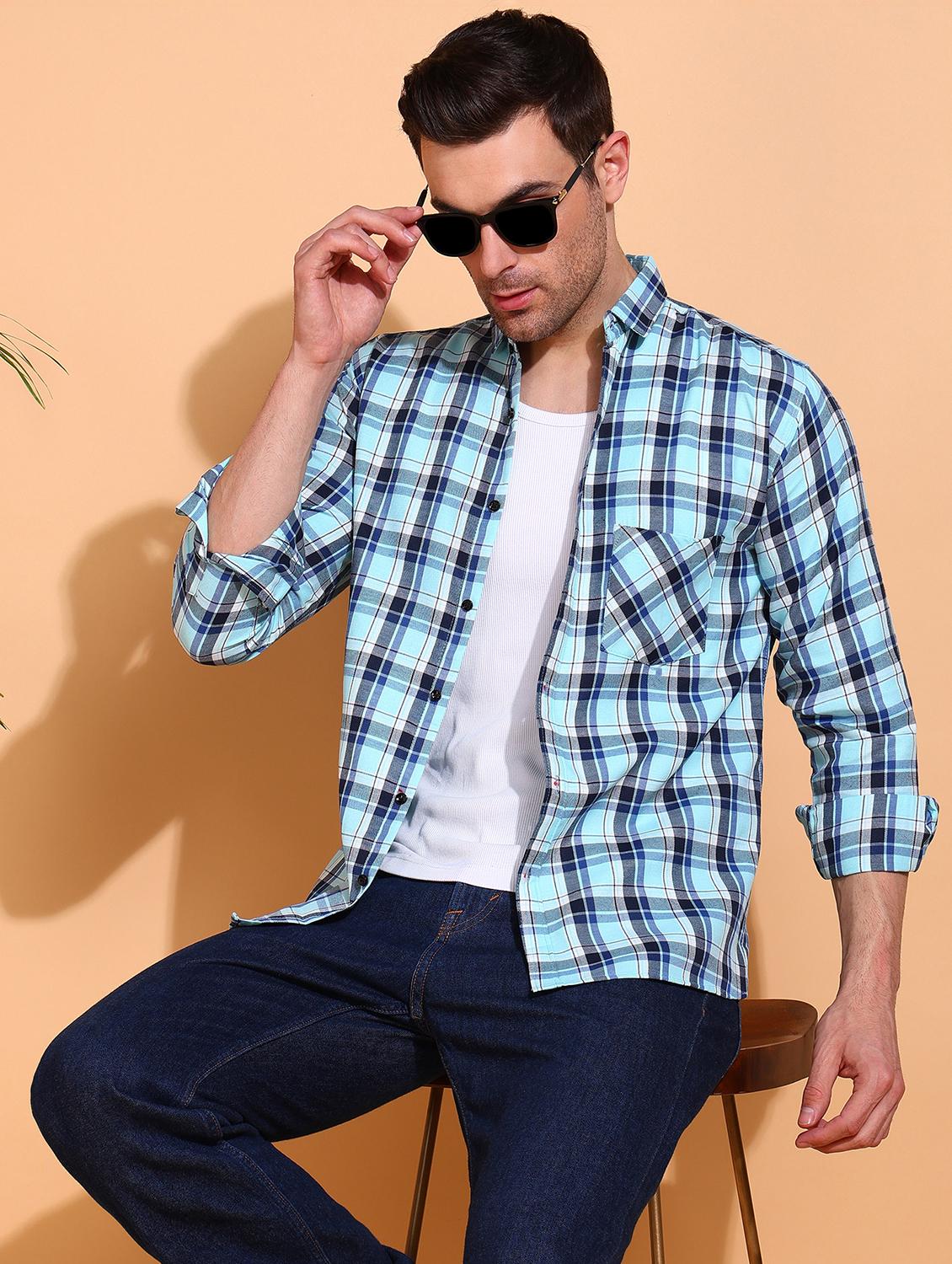 men checkered long sleeve regular fit casual shirt - 21750781 - Standard Image - 1