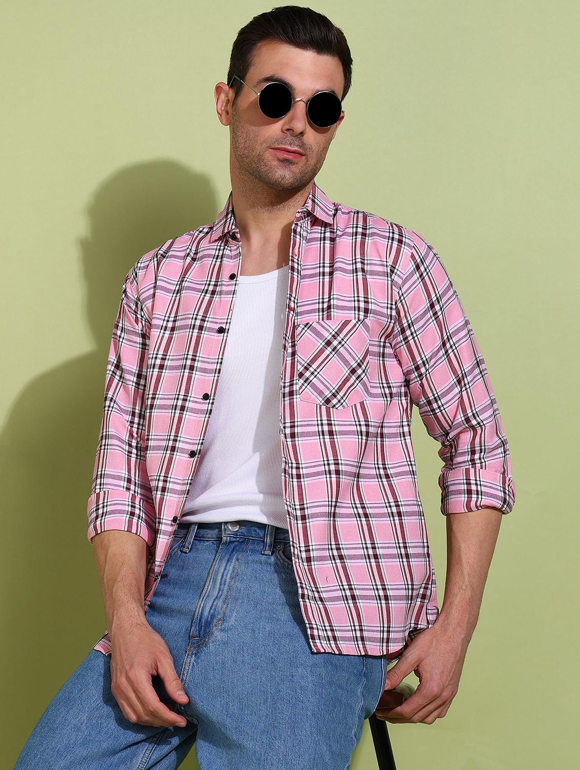 men checkered long sleeve regular fit casual shirt - 21750789 -  Standard Image - 1
