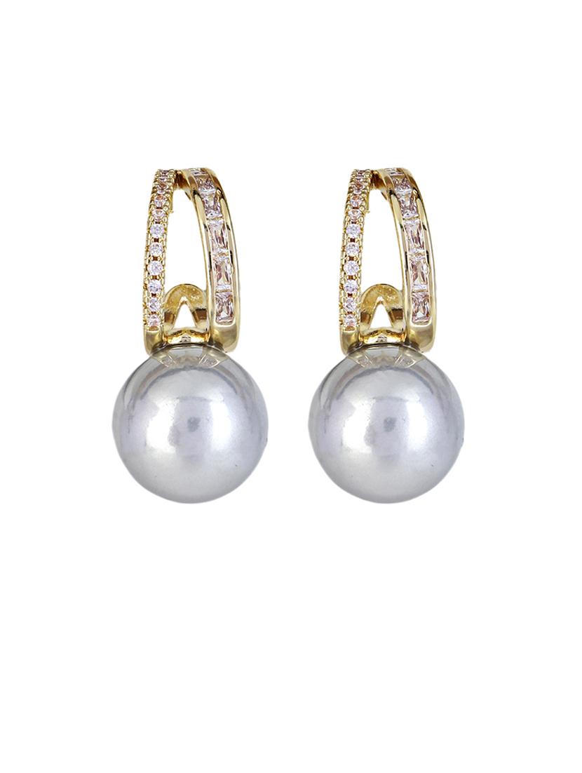 women stone studded pearl detailed drop earrings - 21750802 -  Standard Image - 1