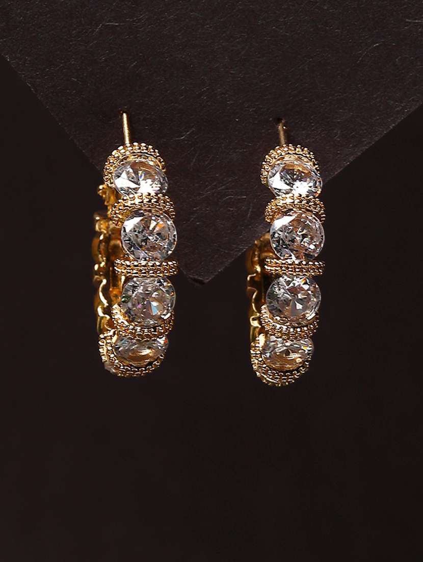 women stone studded hoop earrings - 21750807 -  Standard Image - 1