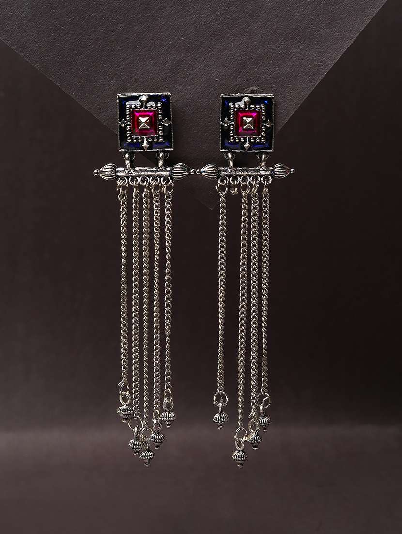 women oxidized drop earrings