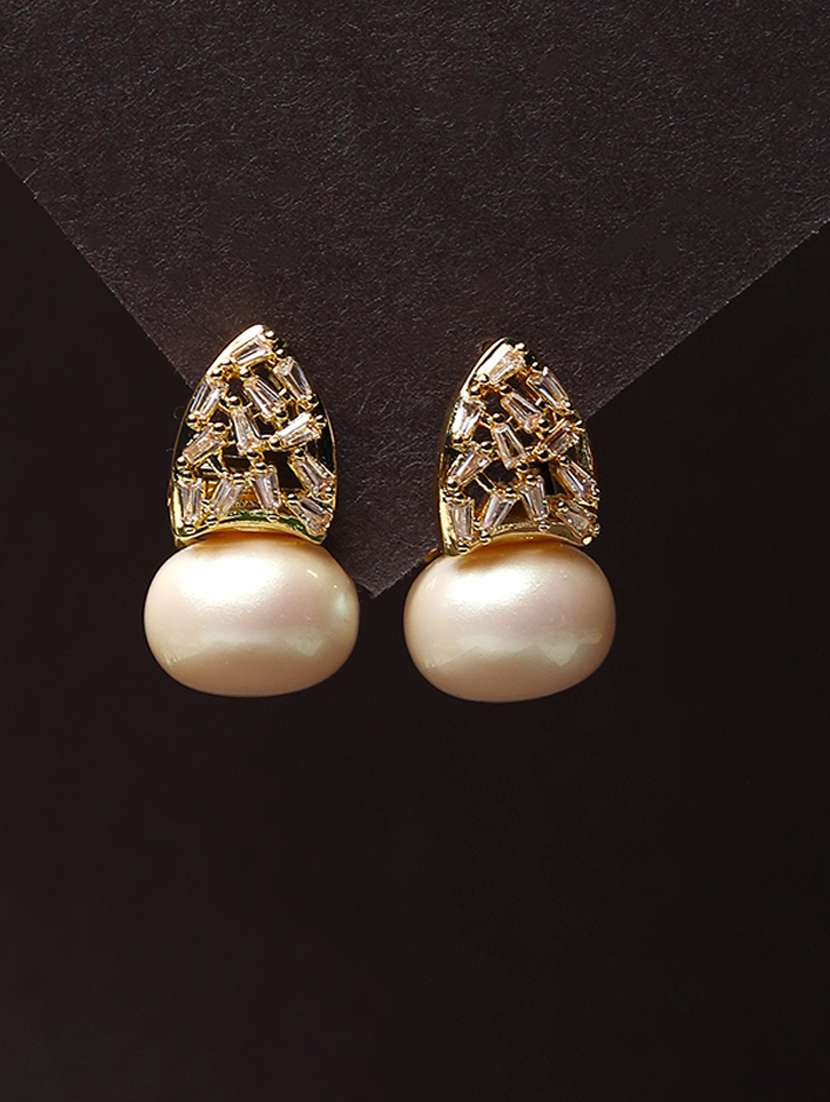 women stone studded drop earrings - 21750820 -  Standard Image - 1
