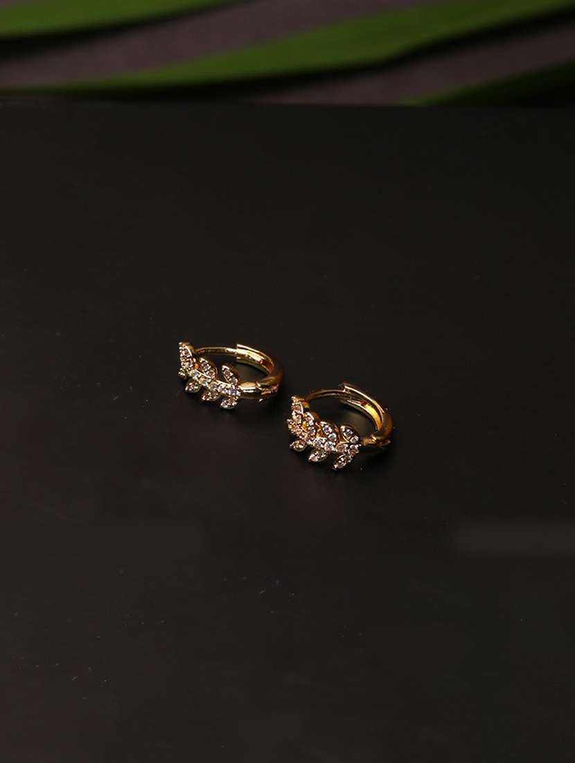 women stone studded hoop earrings - 21750821 -  Standard Image - 1