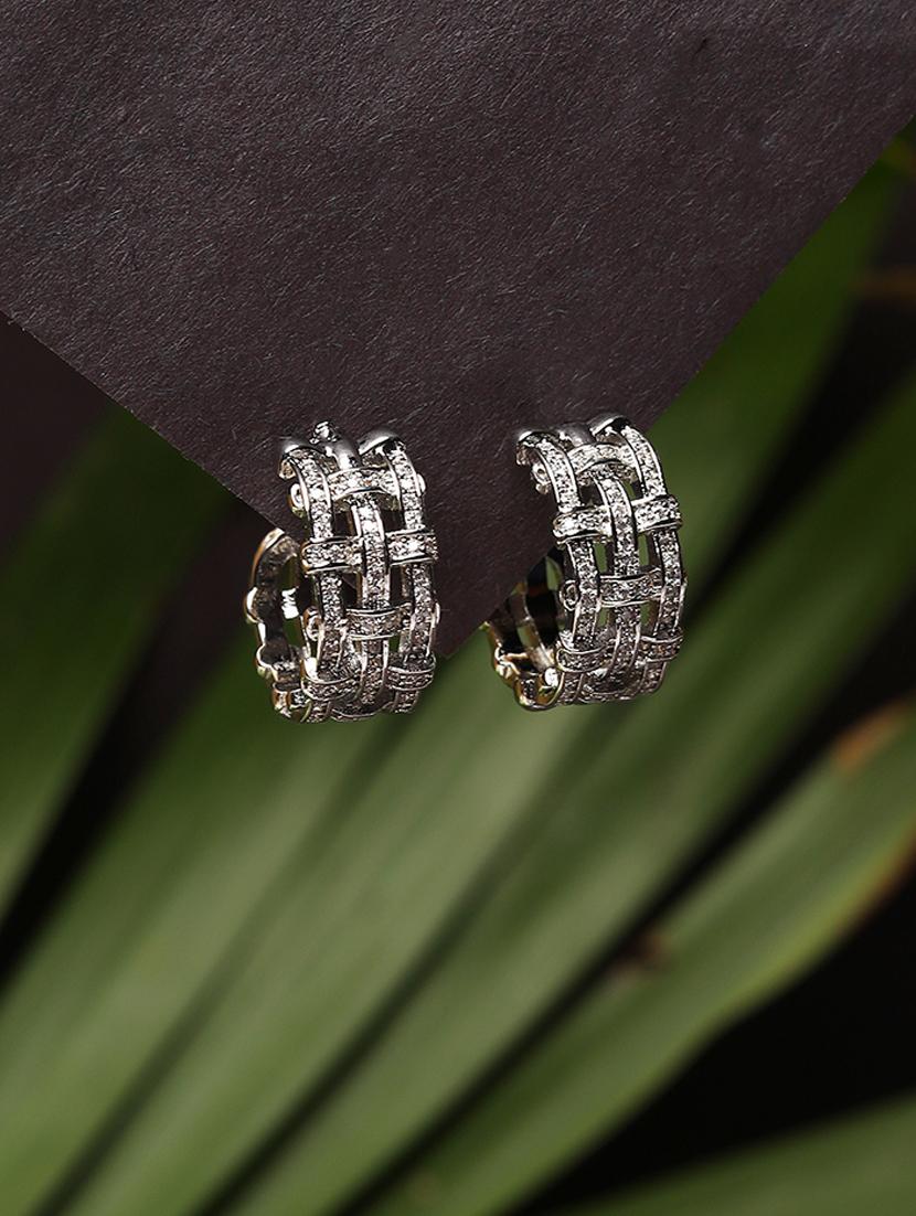 women stone studded hoop earrings - 21750823 -  Standard Image - 1